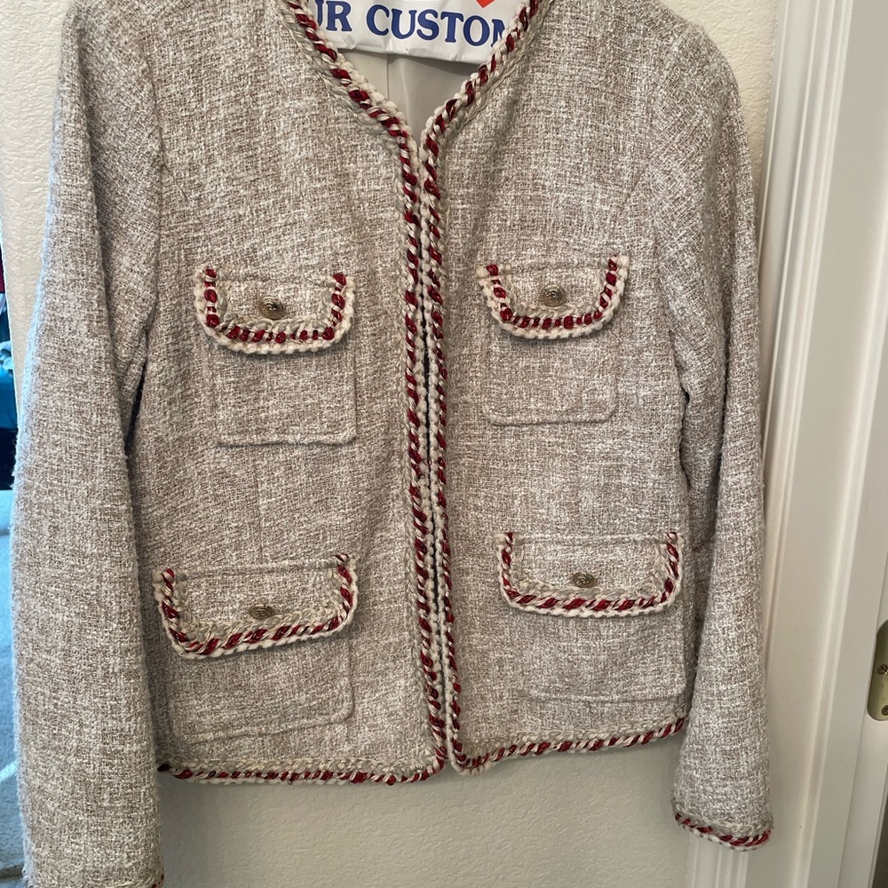 ZARA BLAZER GOLD BUTTONS POCKETS JACKET COAT TWEED BOUCLE - size L - Picture 7 of 9